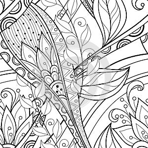 Vector Seamless Monochrome Floral Pattern