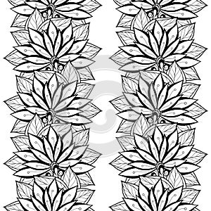 Vector Seamless Monochrome Floral Pattern