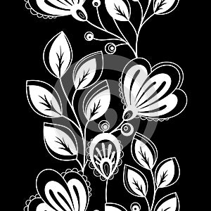 Vector Seamless Monochrome Floral Pattern