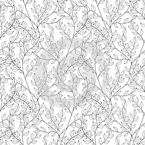 Vector Seamless Monochrome Floral Pattern