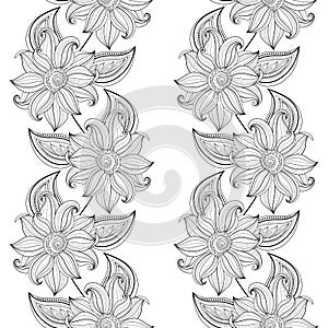 Vector Seamless Monochrome Floral Pattern