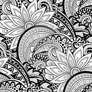 Vector Seamless Monochrome Floral Pattern