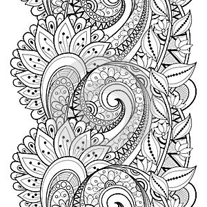 Vector Seamless Monochrome Floral Pattern