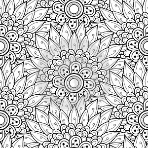 Vector Seamless Monochrome Floral Pattern