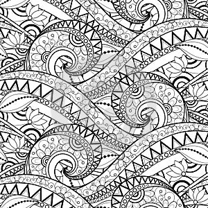 Vector Seamless Monochrome Floral Pattern