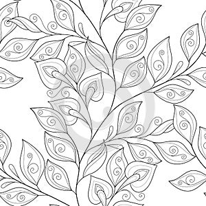 Vector Seamless Monochrome Floral Pattern