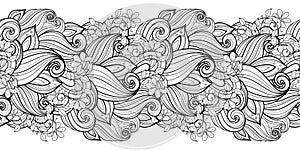 Vector Seamless Monochrome Floral Pattern