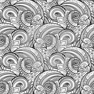 Vector Seamless Monochrome Floral Pattern