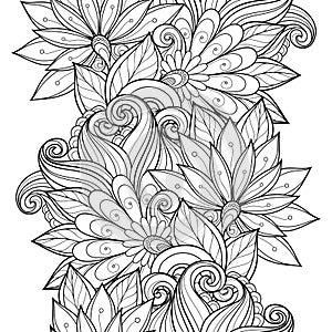 Vector Seamless Monochrome Floral Pattern