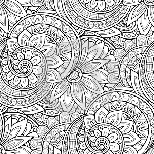 Vector Seamless Monochrome Floral Pattern