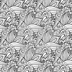 Vector Seamless Monochrome Floral Pattern