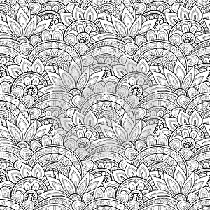 Vector Seamless Monochrome Floral Pattern