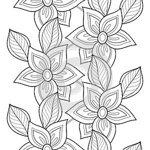 Vector Seamless Monochrome Floral Pattern