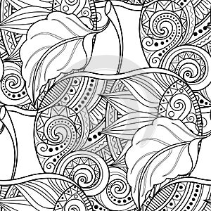 Vector Seamless Monochrome Fruit Pattern