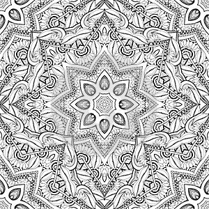 Vector Seamless Monochrome Ornate Pattern