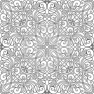 Vector Seamless Monochrome Ornate Pattern