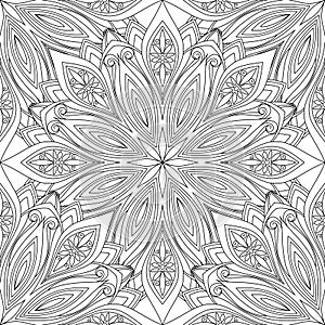 Vector Seamless Monochrome Ornate Pattern