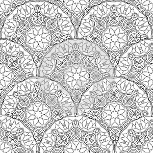 Vector Seamless Monochrome Pattern. Printable Coloring Pages.