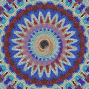 Vector seamless mosaic art pattern. Mandala Art background. photo