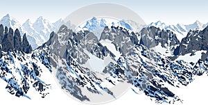 Vector seamless mountains karakoram himalayan panorama