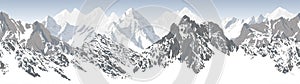 Vector seamless mountains karakoram himalayan panorama background