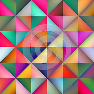 Vector Seamless Multicolor Gradient Triangle Square Tiles Geometric Pattern
