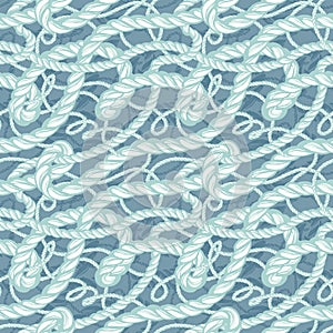 Vector seamless nautical pattern with hand drawn tangled ropes