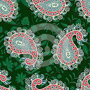 Vector seamless oriental pattern. Paisley and flowers. Colorful design for textile, fabric, invitation, web, cover