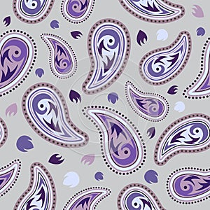 Vector seamless paisley lilac floral unusual patterns