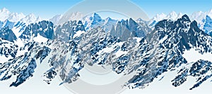 Vector seamless Pakistan mountains karakoram himalayan panorama photo