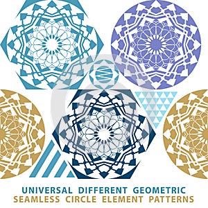 Vector seamless patchwork background from dark blue and white ornaments, geometric patterns,