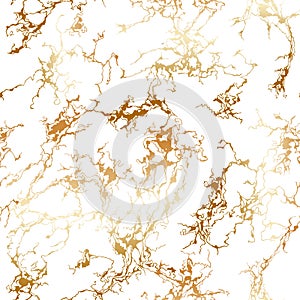 Seamless patina pattern with gold veins. Luxury golden foil texture on white background photo