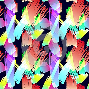 Vector Seamless Pattern, Abstract Brush Strokes, Grunge Background, Colorful Illustration, Fabric Print.