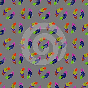 Vector seamless pattern with abstract colorful feathers.