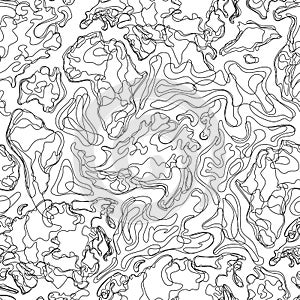 Vector seamless pattern with abstract contour topographic map. Topography, geodesy texture. Outline landscape background photo