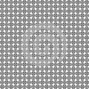 Vector seamless pattern. Abstract geometric texture. Black-and-white background. Monochrome divided circles design.