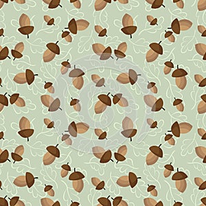 Vector seamless pattern with acorns.