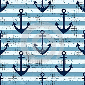 Vector seamless pattern Background with anchor, horizontal lines Creative geometric vintage backgrounds, nautical theme Graphic il