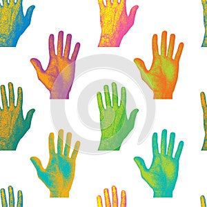 seamless pattern background human palm hand