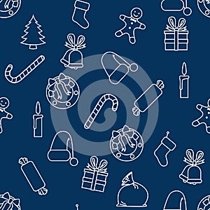 Vector Seamless Pattern Background of Christmas Symbols