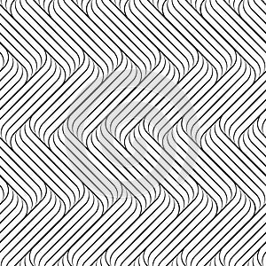 Vector seamless pattern. Background wavy line. Modern waves texture. Intricate pipple curly stripe. Repeating contemporary monochr