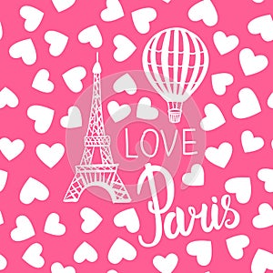 Vector Seamless Pattern Balloon and Paris Eiffel Tower