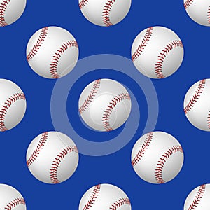 Vector seamless pattern of baseball balls on blue background