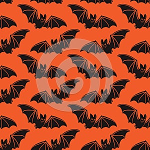 Vector seamless pattern with bats. Halloween illustration