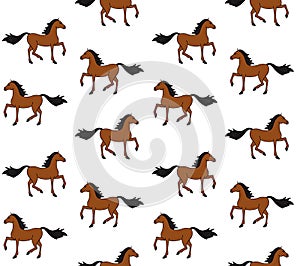 Vector seamless pattern of bay brown horse