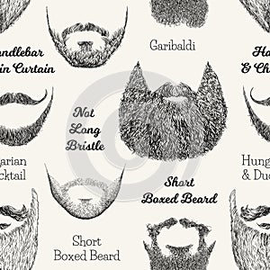 Vector seamless pattern with beards and mustaches