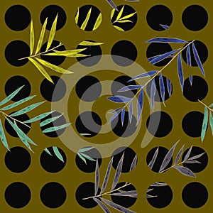 Vector seamless pattern beautiful artistic silhouette tropical