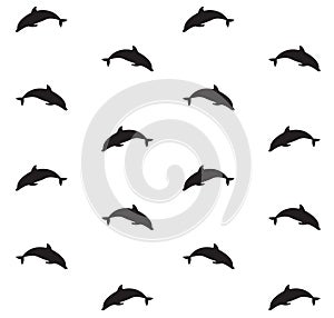 Vector seamless pattern of dolphin silhouette