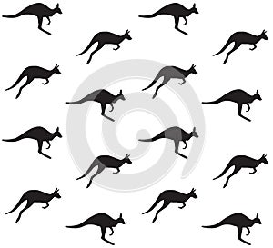 Vector seamless pattern of kangaroo silhouette