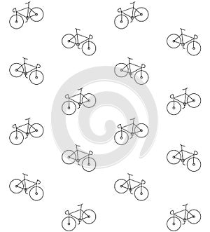Vector seamless pattern of black line bicycle